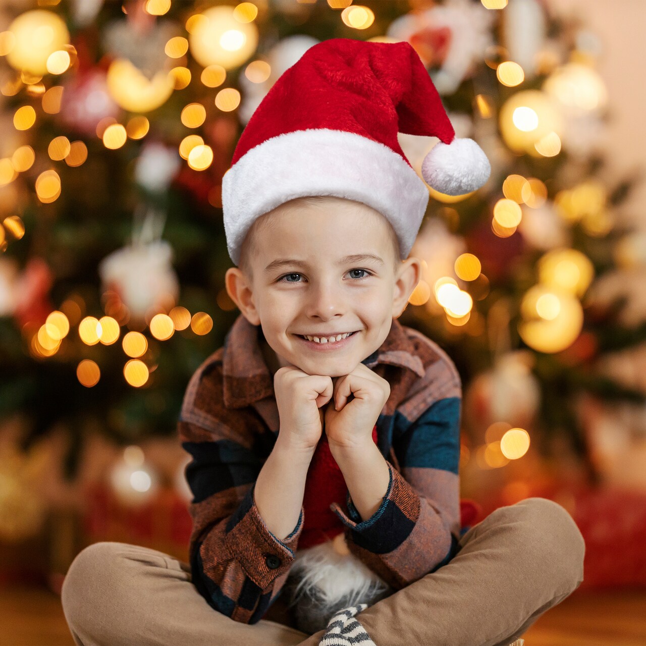 Northlight Red and White Plush Unisex Adult Christmas Santa Hat Costume Accessory - Small